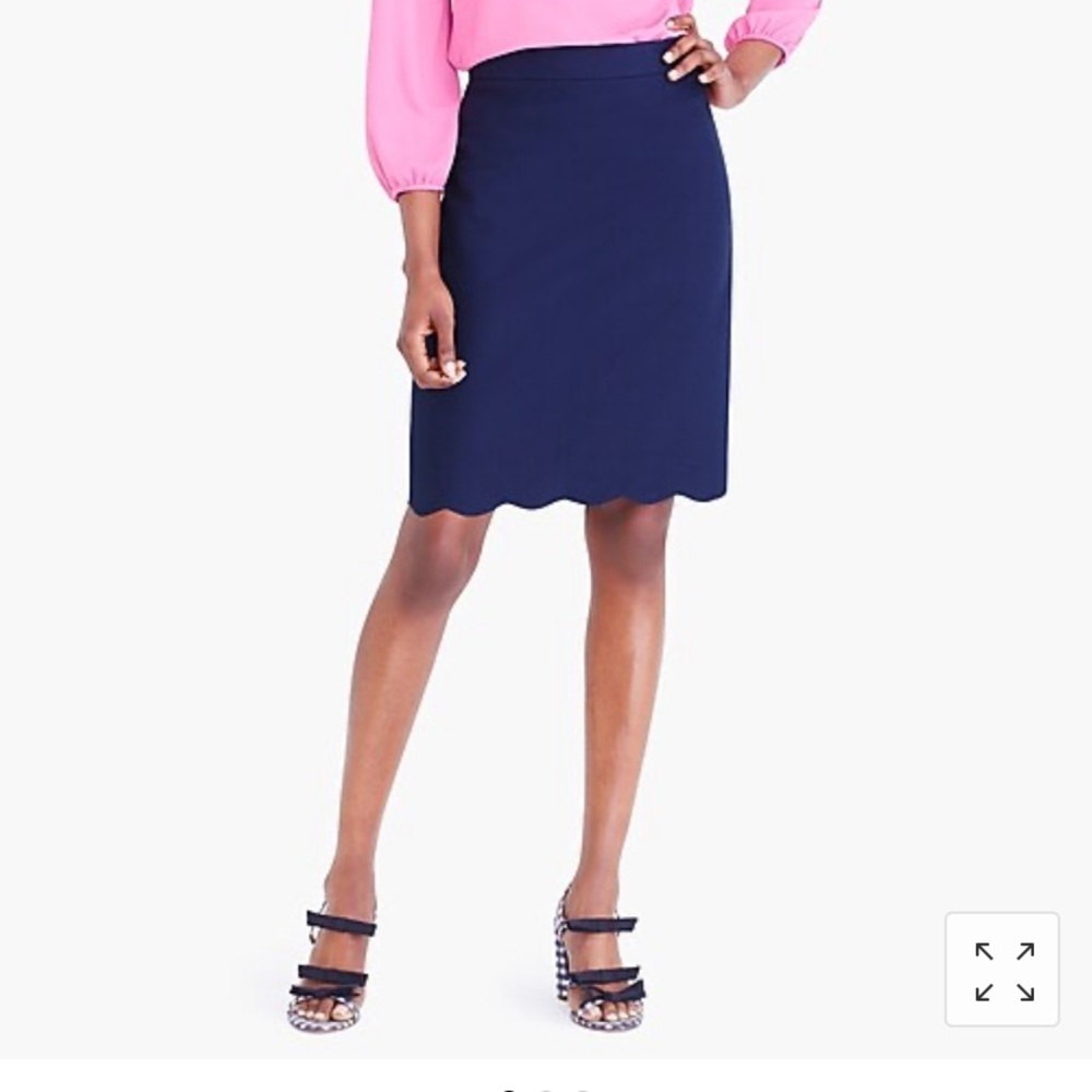 J Crew Scallop Pencil Skirt - Navy